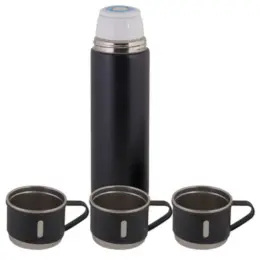 Flask & Mini Mug Black Three